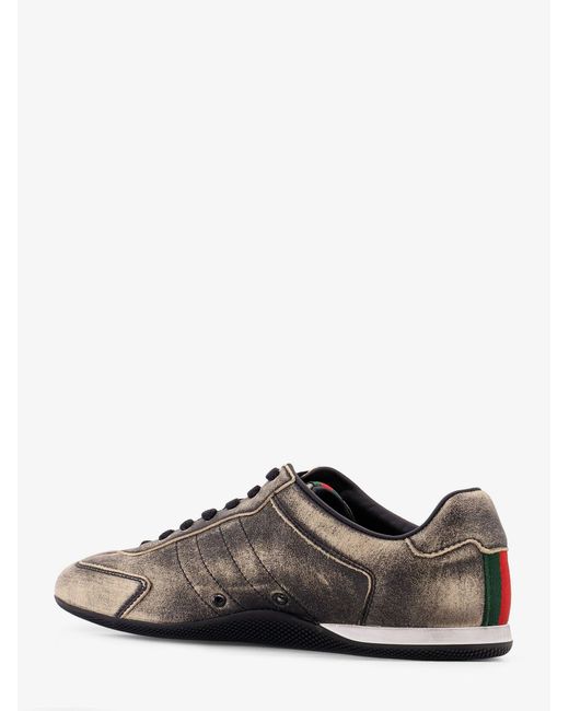 Gucci Brown Shift Delave Leather Sneakers