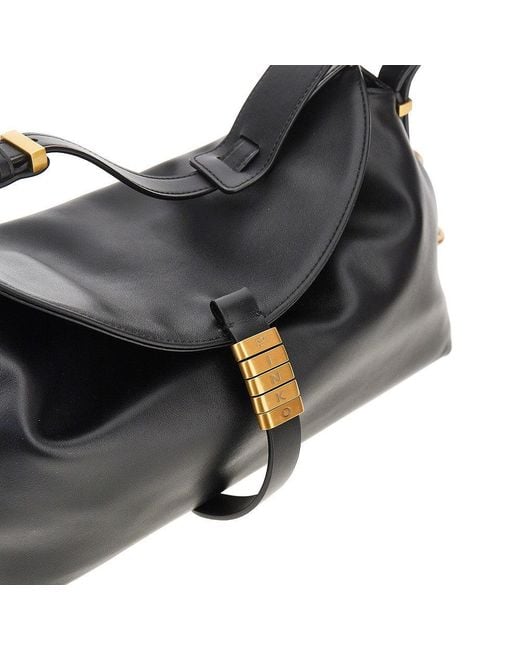 Pinko Black Medium 'Saddle Bag Baguette' Leather Bag
