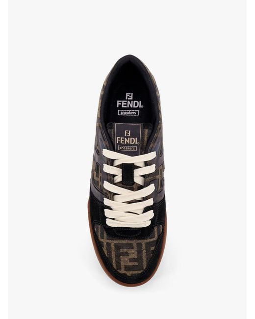 Fendi Black Match Ff Jacquard Fabric And Suede Sneakers for men