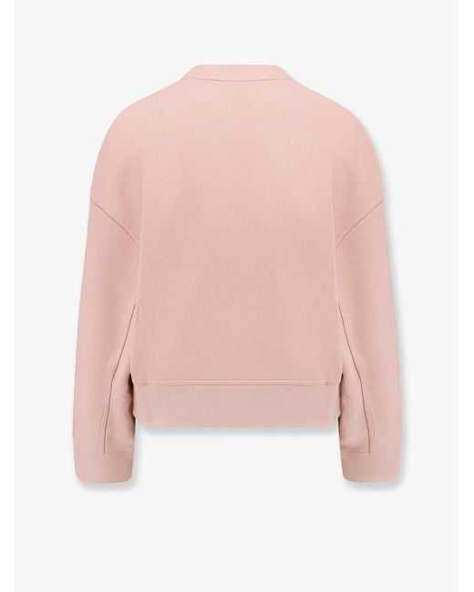 Moncler Pink Cotton Sweatshirt With Logo Patch