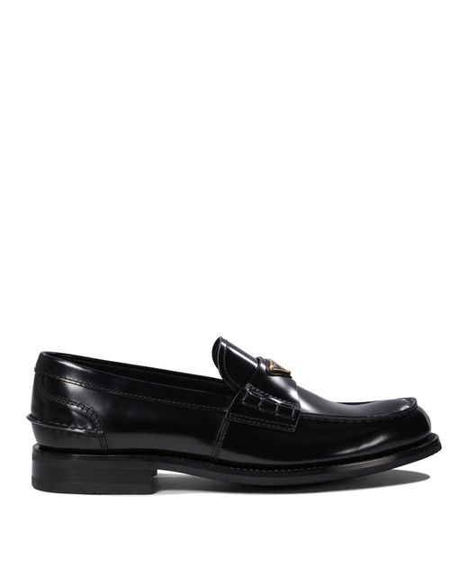 Prada Black Brushed Leather Loafers for men