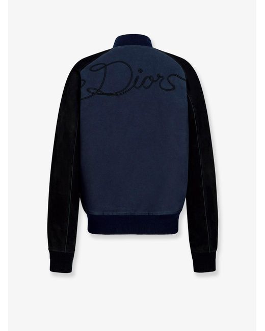 Dior Blue Ribbon College Cotton And Suede Bomber for men