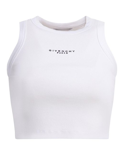 Women's White Cropped Tank Top With Logo