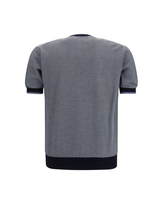 Piacenza Cashmere Gray Short-Sleeve Cotton Polo for men
