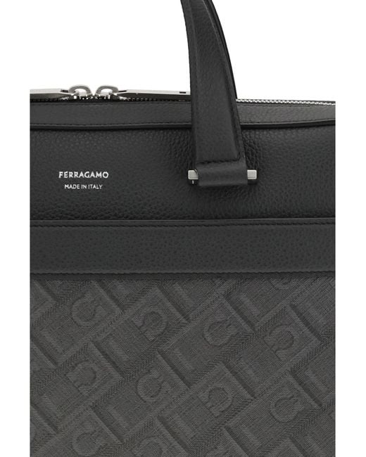 Ferragamo Black Monogram Work Bag for men