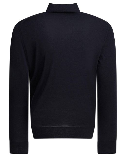Zegna Blue Cashmere Polo Sweater for men