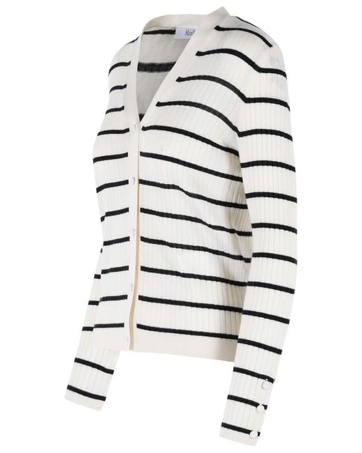 Max Mara Gray 'Pedale' Cashmere And Cream Silk Cardigan