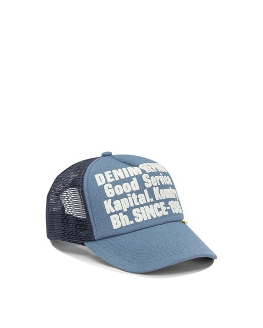 Kapital Blue Denim Repair Service Trucker Hat for men