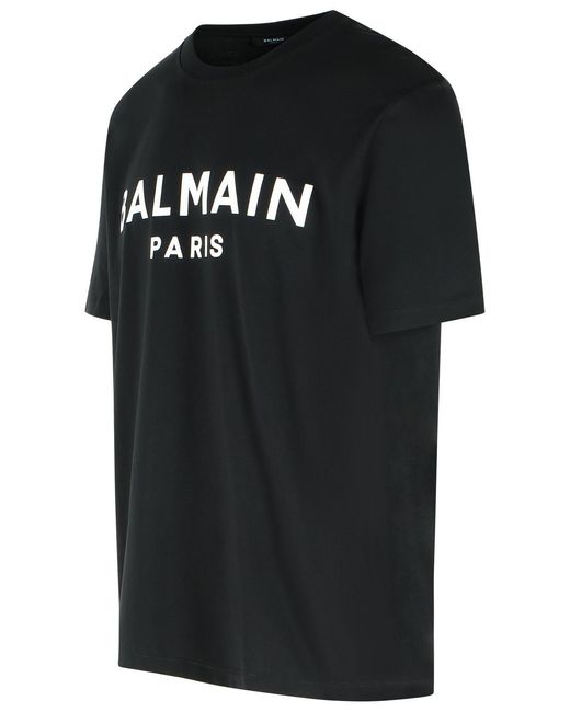 Balmain Black Cotton T-Shirt for men