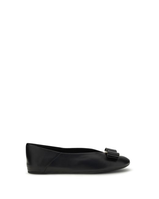 Ferragamo Black Vara Bow Ballerinas