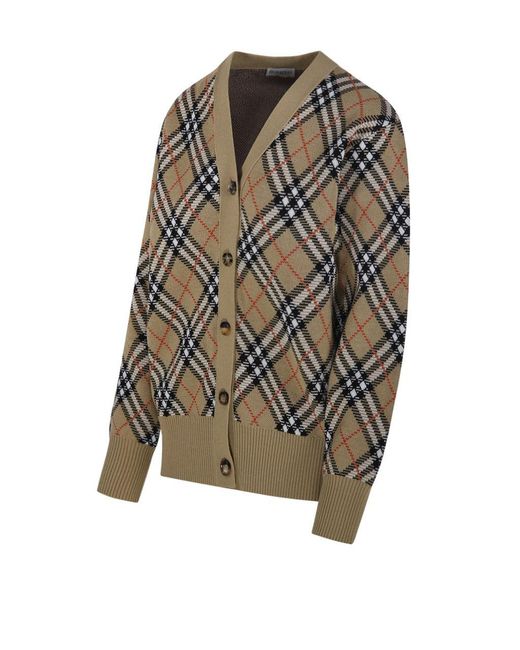 Burberry Natural V-Neck Cardigan With Buttons