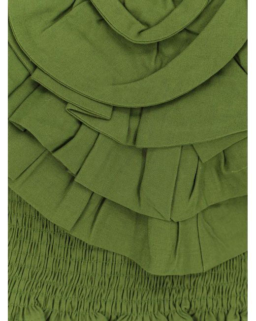 Farm Rio Green Linen And Viscose Top