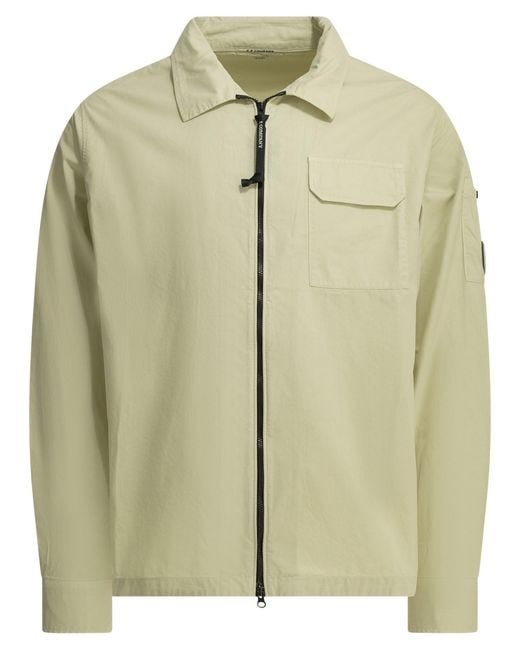 C P Company Green Organic Gabardine Overshirt Jacket for men