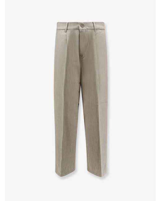 Woodbird Gray Trousers Viscose-Blend