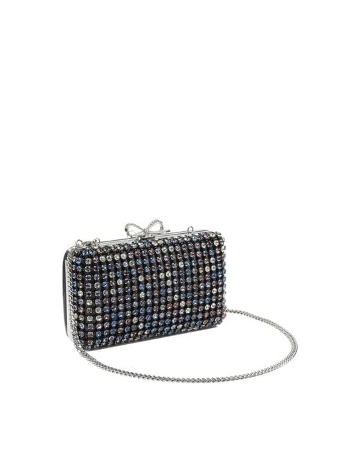 Self-Portrait Black Multi-Crystal Knit Clutch Bag