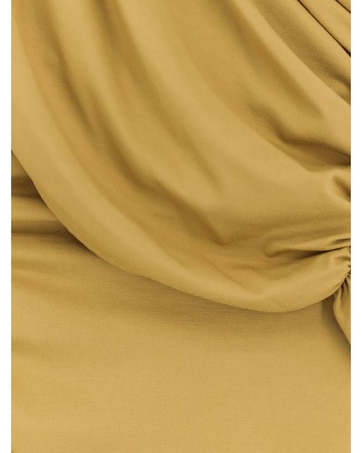ACTUALEE Metallic Draped Long Dress