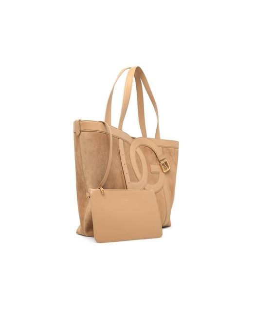 Dolce & Gabbana White Dolce & Gabbana 'Shopping Dg Belt' Suede Bag