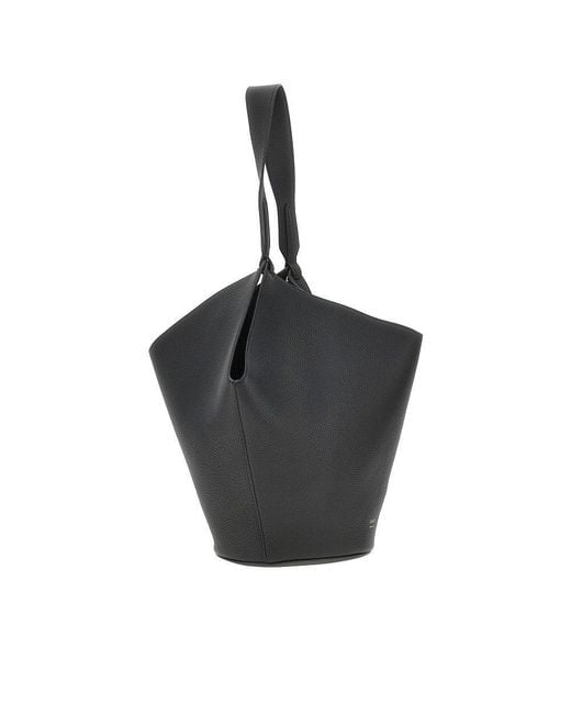 Khaite Black Small Leather 'Lotus' Tote Bag