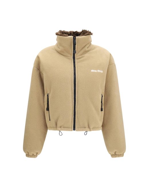 Miu Miu Natural Fleece Down Jacket Camel
