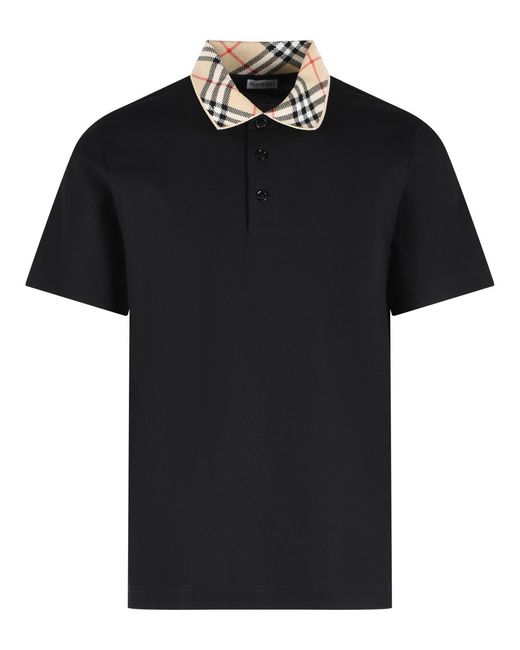 Burberry Black 'Evan' Cotton Polo Shirt for men