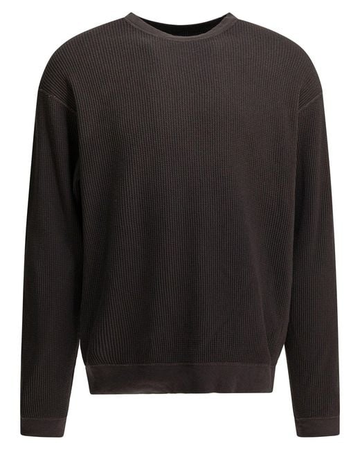 Kapital Black Eco Waffle Big Crew Sweatshirt for men