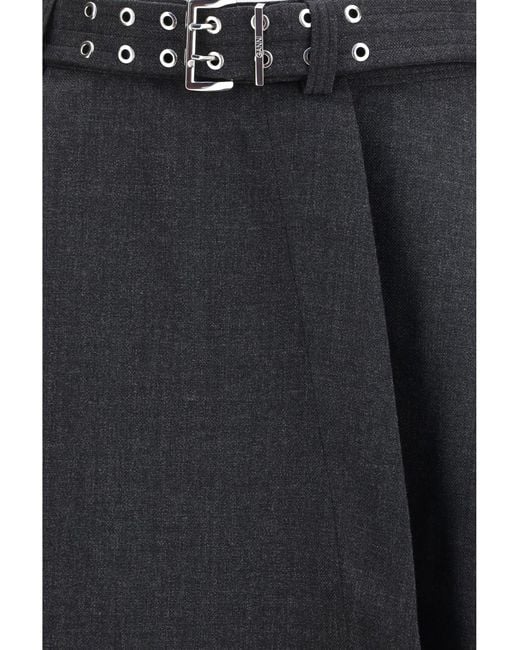 Ganni Black Wool Wrap Skirt