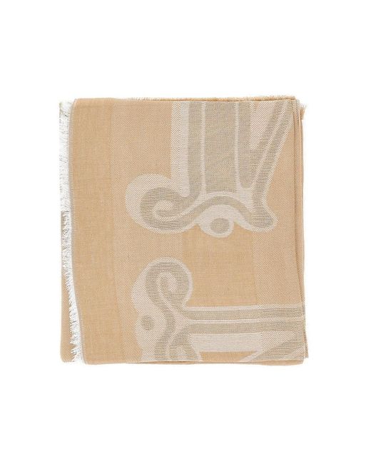Max Mara Natural Jacquard Linen-Blend Scarf