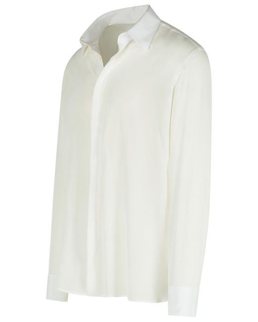 Laneus White Cream Silk Shirt for men