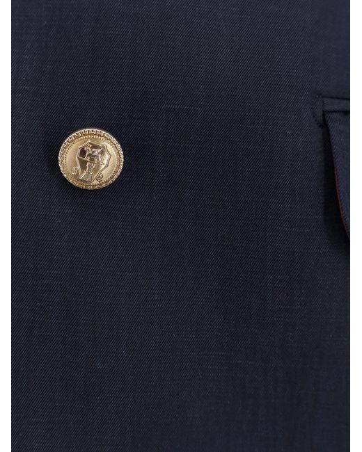 Brunello Cucinelli Blue Silk And Linen Blazer for men