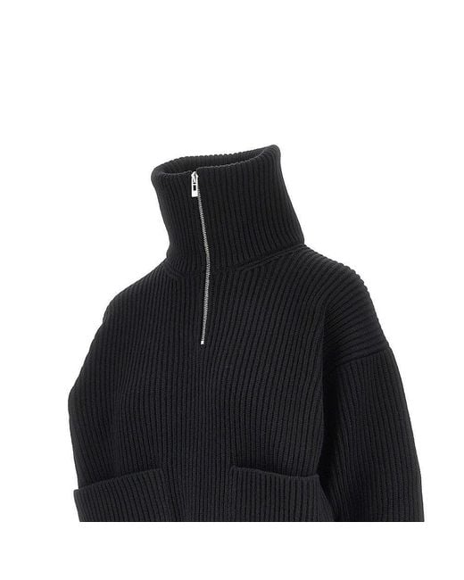 Alaïa Black Wool Cashmere Trucker Sweater