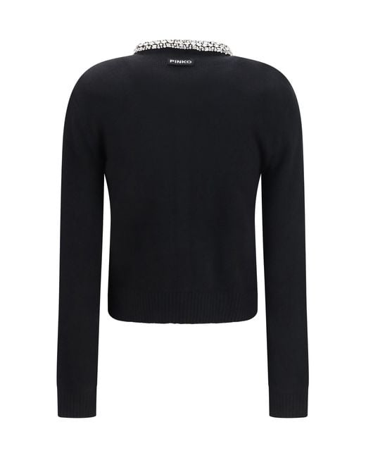 Pinko Black Colonia Cardigan With Jewel Collar