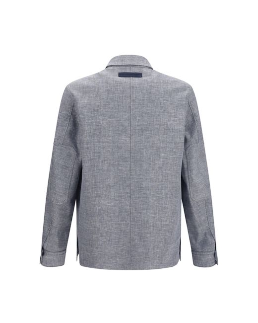 Zegna Blue Crossover Shirt Jacket for men