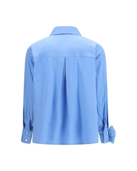 Ella Blue Shirt With Appliqué Roses