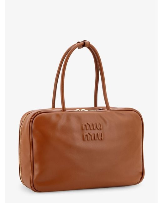 Miu Miu Brown Arcadie Softy Leather Handbag