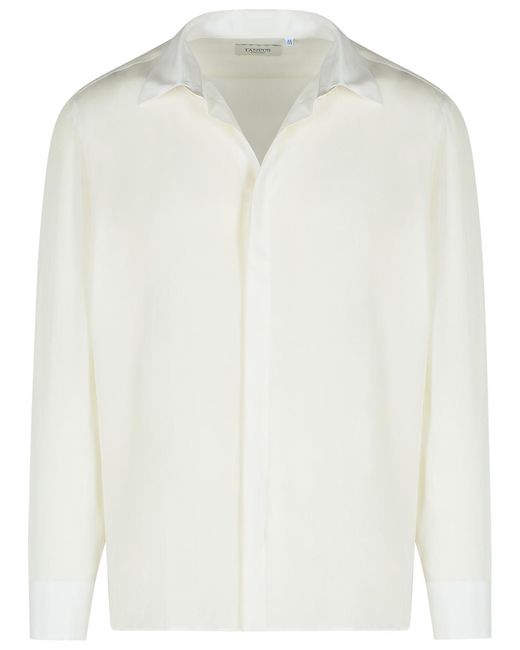 Men's White Cream Silk Shirt