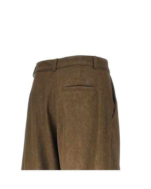 Pinko Green Nubuck-Effect Fabric Pants