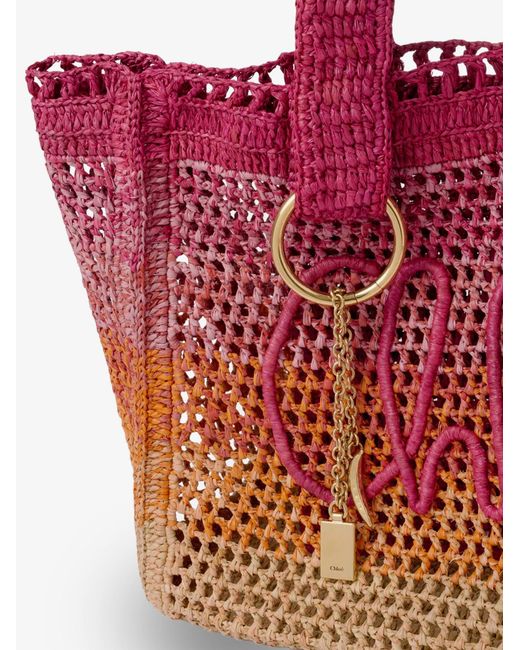 Chloé East-West Summer Banana Multicolored Raffia Shoulder Bag