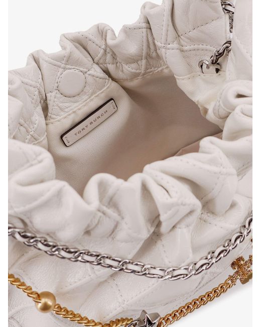 Tory Burch Natural Fleming Mini Hobo Leather Crossbody Bag