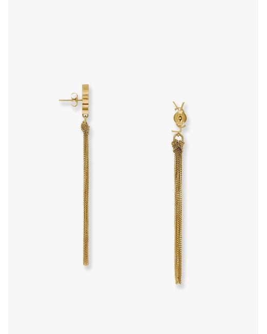 Saint Laurent White Cassandre Metal Earrings
