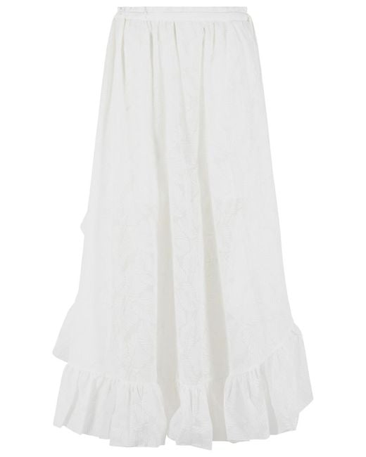 Zimmermann White 'Daylight' Long Skirt