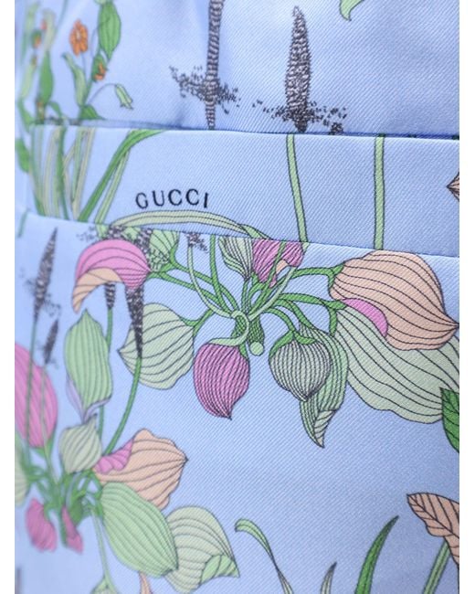 Gucci Blue Printed Silk Shorts