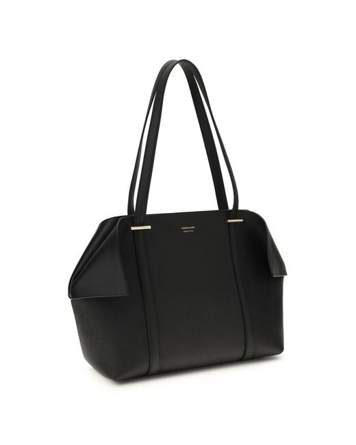 Ferragamo Black Leather Tote Bag