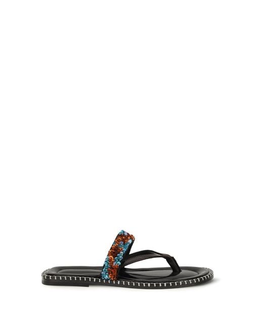 Dries Van Noten White Slip-On Leather Sandals With Sequins