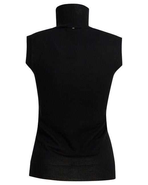 Max Mara Black Mock Neck Sleeveless