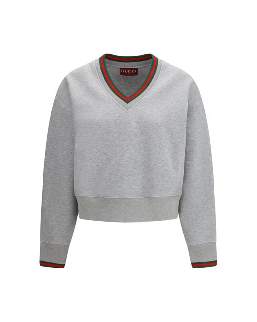 Gucci Gray Web Cotton Jersey Sweatshirt