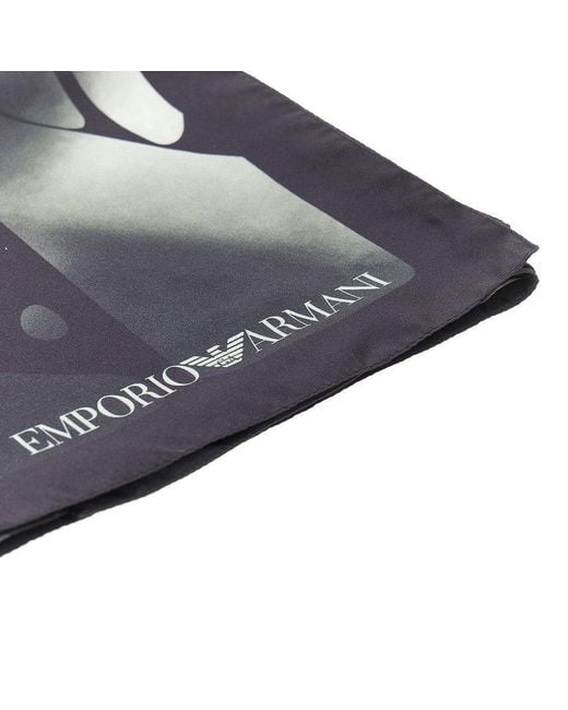 Emporio Armani Blue Printed Silk Scarf for men