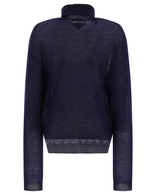 Prada Blue Cashmere Turtleneck