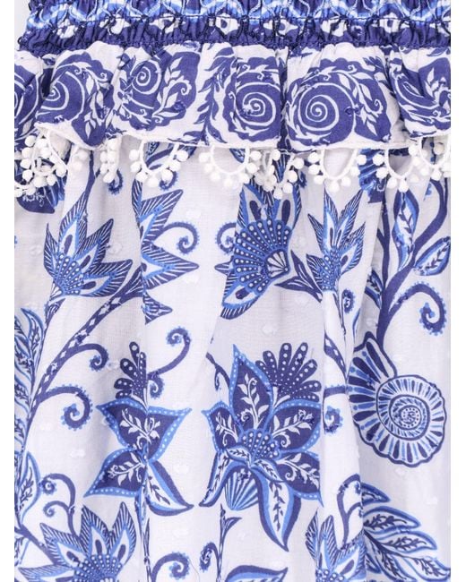 Farm Rio Blue Shell Garden Cotton Long Dress