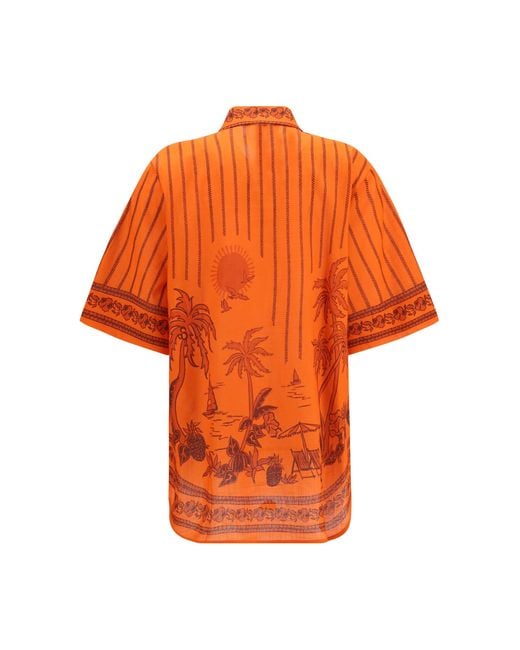 ALÉMAIS Orange Oversized Printed Shirt