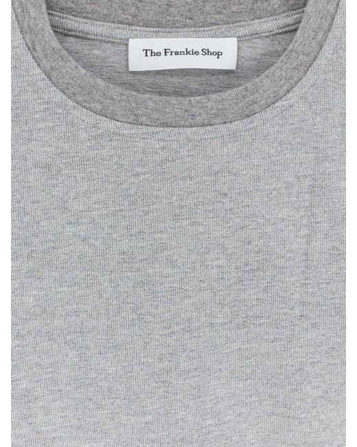 Frankie Shop Gray Hugo Ribbed Cotton Blend T-Shirt